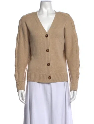 Pre-owned Lafayette 148 Cashmere V-neck Sweater In Neutrals