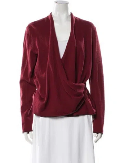 Pre-owned Lafayette 148 Cashmere V-neck Sweater In Red