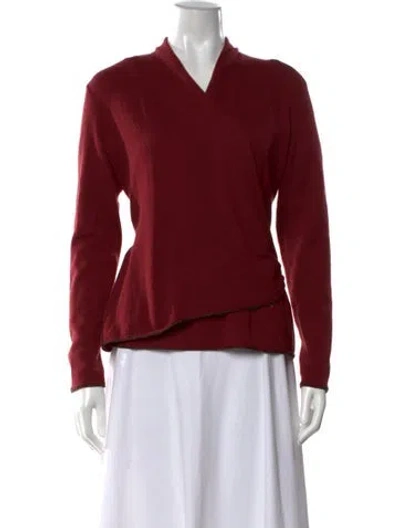 Pre-owned Lafayette 148 Cashmere V-neck Sweater In Red
