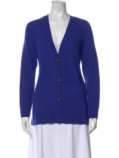 Pre-owned Lafayette 148 Cashmere V-neck Sweater W/ Tags In Blue