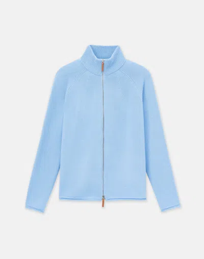 Lafayette 148 Cashmere Zip Front Cardigan In Blue