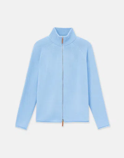 Lafayette 148 Cashmere Zip Front Cardigan In Blue Oasis