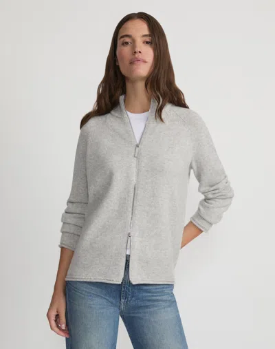 Lafayette 148 Cashmere Zip Front Cardigan In Grey Heather