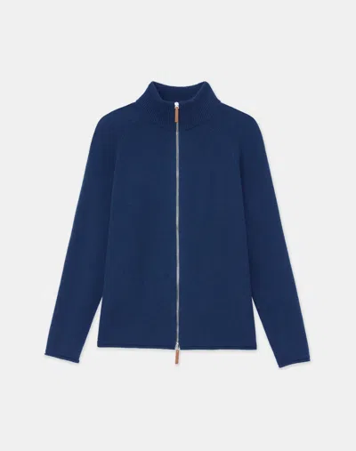 Lafayette 148 Cashmere Zip Front Cardigan In Lido Blue