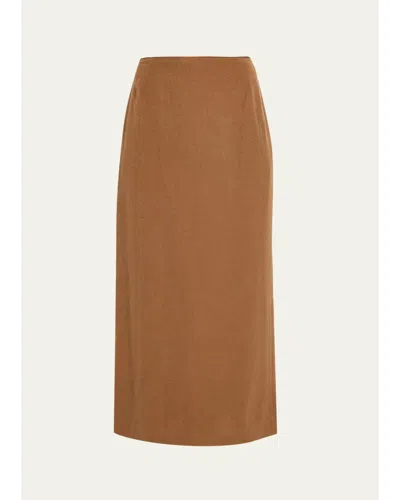 Lafayette 148 Cashmere-blend Midi Pencil Skirt In Vicuna