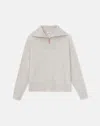 Lafayette 148 Cashmerino Half Zip Sweater In Beige