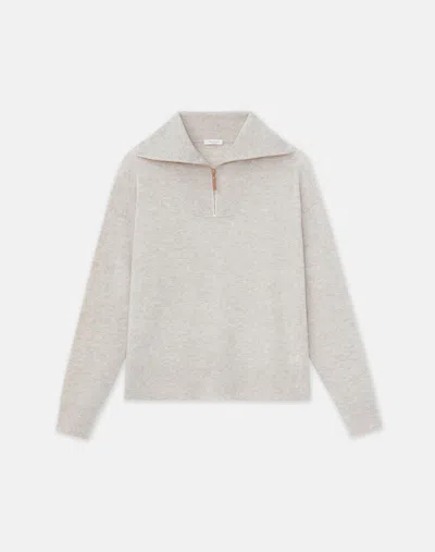 Lafayette 148 Cashmerino Half Zip Sweater In Beige