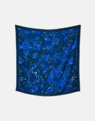 Lafayette 148 Celestial Print Cashmere-silk Scarf In Blue