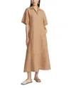 Lafayette 148 Plus-size Organic Cotton Poplin Surplice Shirtdress In Camel