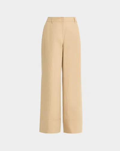 Lafayette 148 Charles Wide-leg Twill Pants In Neutral