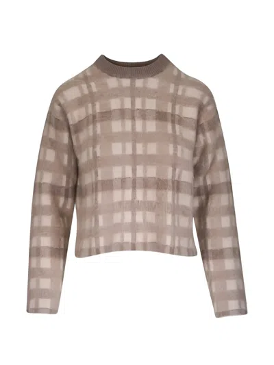 Lafayette 148 Check-pattern Long-sleeve Sweater In Neutral