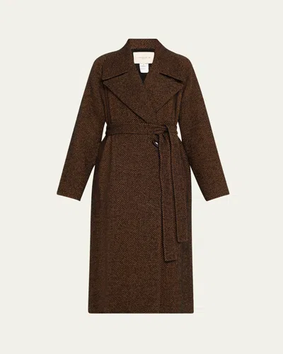 Lafayette 148 Chevron Alpaca Wool Coat In Black Multi