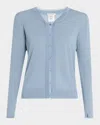 Lafayette 148 New York Chiffon Trim Cashmere Cardigan In Paper Blue