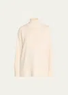 Lafayette 148 Chine 3-ply Cashmere Stand-collar Sweater In Cloud