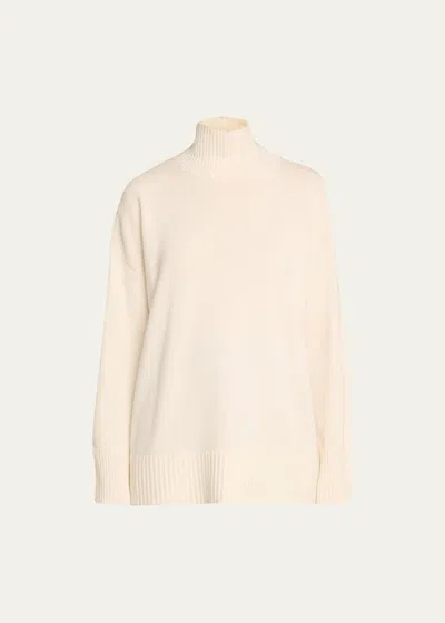 Lafayette 148 Chine 3-ply Cashmere Stand-collar Sweater In Cloud