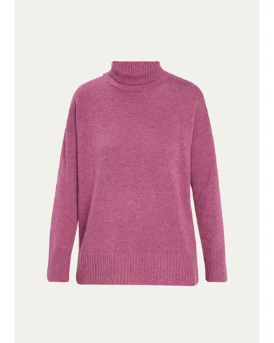 Lafayette 148 Chine 3-ply Cashmere Stand-collar Sweater In Mulberry M