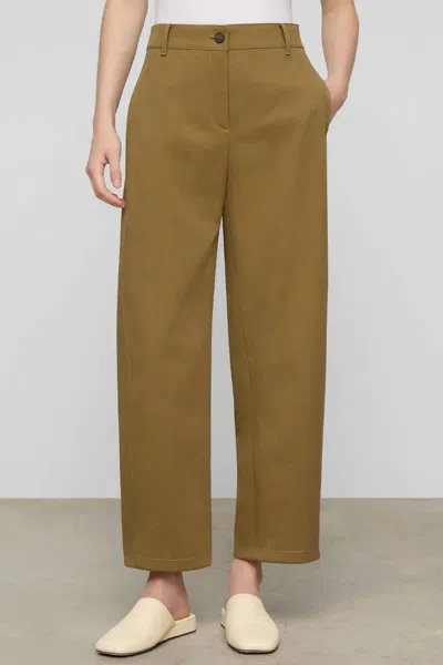 Lafayette 148 Chrystie Barrel Leg Chino In Khaki In Brown