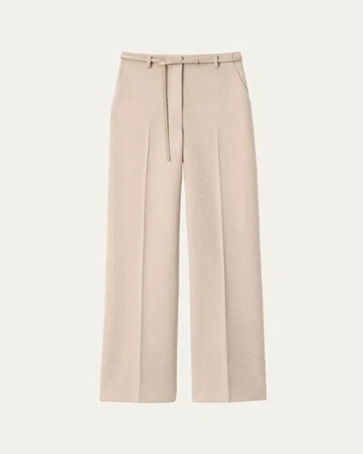 Lafayette 148 Clark Wide-leg Flannel Pants In Brown