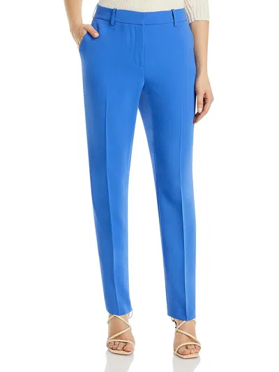 Lafayette 148 Clinton Womens Pleated Cropped Ankle Pants In Blue