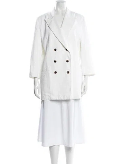 Pre-owned Lafayette 148 Coat In White