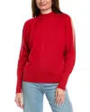 Lafayette 148 New York Cold-shoulder Mock Neck Wool & Cashmere-blend Sweater In Red