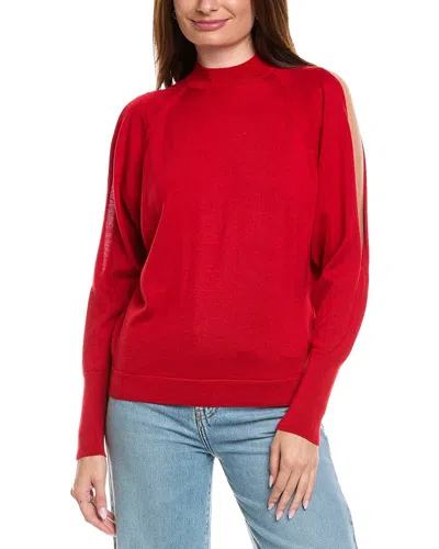LAFAYETTE 148 COLD-SHOULDER MOCK NECK WOOL & CASHMERE-BLEND SWEATER