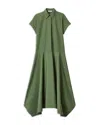 Lafayette 148 Organic Cotton Midi Drop Waist Shirt Dress In Green
