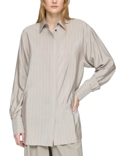 Lafayette 148 New York Collared Oversized Shirt In Gray