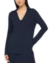 Lafayette 148 Collared Split Neck Pullover Top In Blue