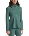 Lafayette 148 New York Collarless Flounced Hem Jacket In Green