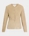 Lafayette 148 New York Peplum Paperfine Suede Jacket In Brown