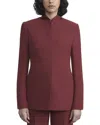 Lafayette 148 New York Collarless Wool Blazer In Burgundy