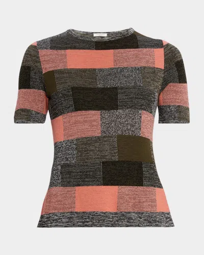 Lafayette 148 Finespun Voile Cashmere Check Jacquard Sweater In Pink