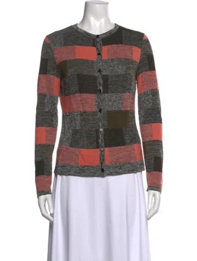 Pre-owned Lafayette 148 Colorblock Pattern Crew Neck Sweater In Multi