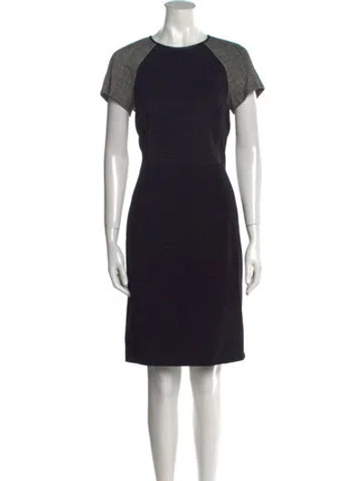 Pre-owned Lafayette 148 Colorblock Pattern Knee-length Dress In Black