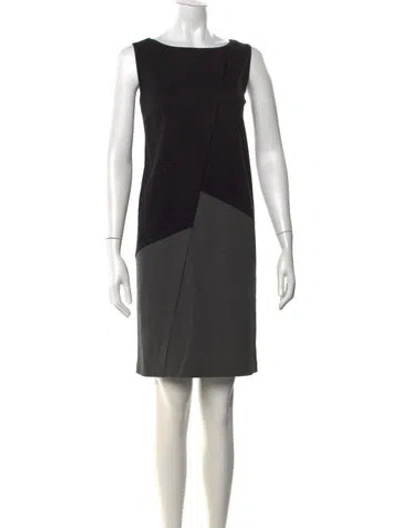 Pre-owned Lafayette 148 Colorblock Pattern Knee-length Dress In Black