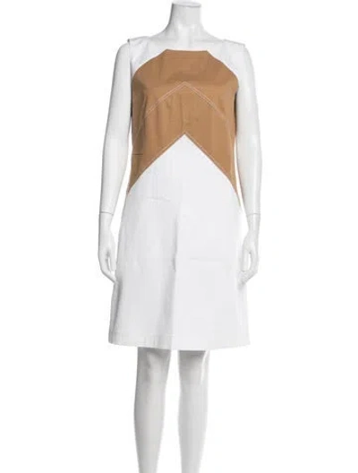 Pre-owned Lafayette 148 Colorblock Pattern Knee-length Dress In Neutral