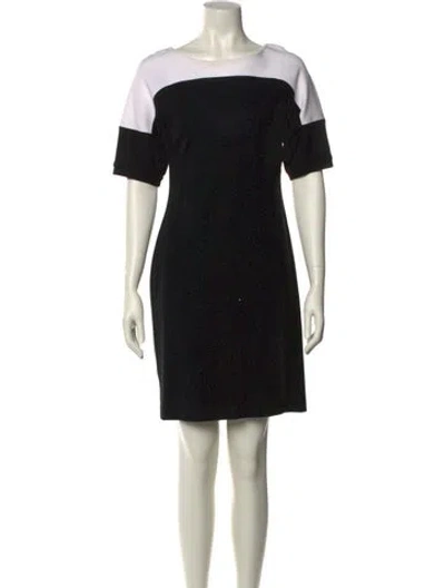 Pre-owned Lafayette 148 Colorblock Pattern Mini Dress In Black