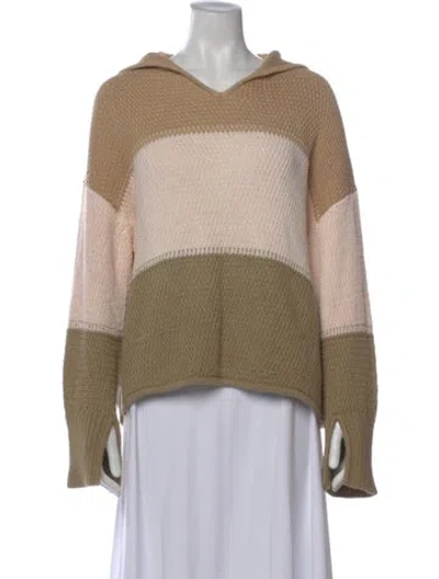 Pre-owned Lafayette 148 Colorblock Pattern V-neck Sweater In Neutral