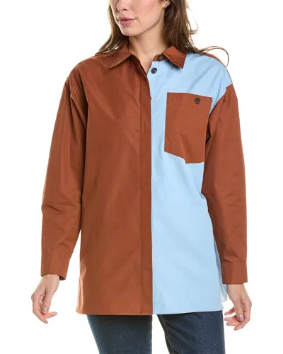 LAFAYETTE 148 COLORBLOCKED OVERSIZED SHIRT