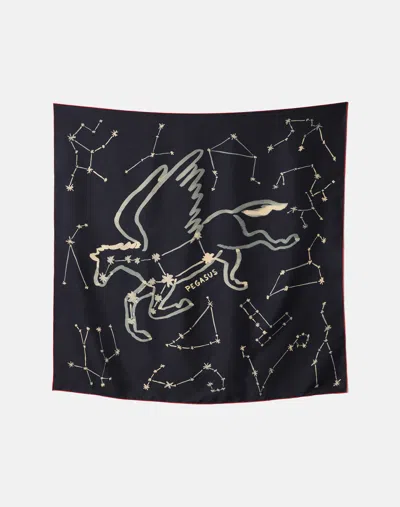 Lafayette 148 Constellation Print Silk Twill Scarf In Black