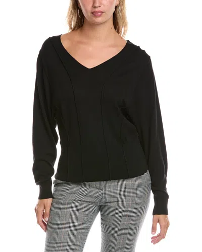 Lafayette 148 New York Convertible Bateau Neck Wool-blend Sweater In Black