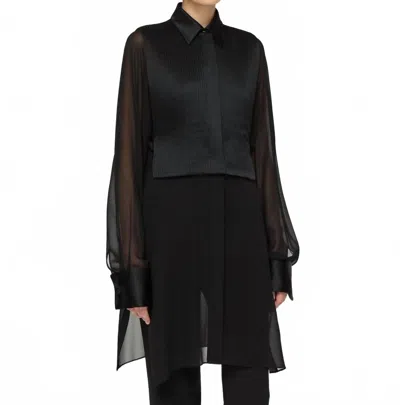 Lafayette 148 Convertible Tuxedo Tunic Vest Blouse In Black