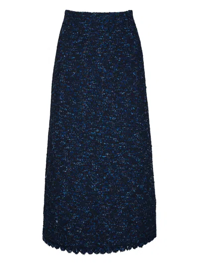 Lafayette 148 Cosmos Bouclé Midi Skirt In Blue