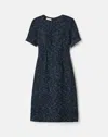 Lafayette 148 Cosmos Bouclé Tweed Crochet Trim Sheath Dress In Blue