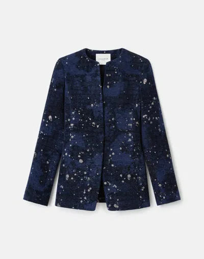 Lafayette 148 Cosmos Chenille Jacquard Tailored Jacket In Blue
