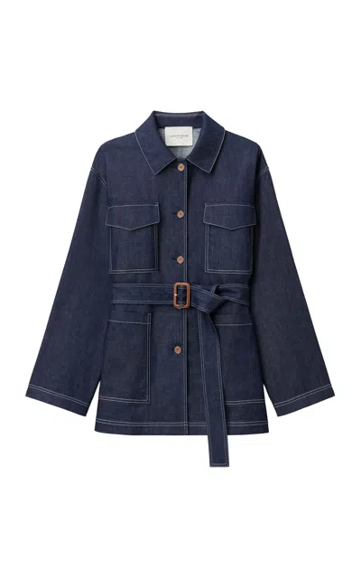 Lafayette 148 Cotton Coat In Blue