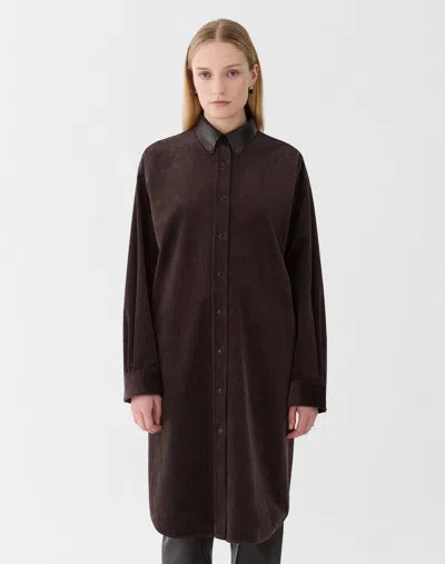 Lafayette 148 Cotton Corduroy Midi Shirt Dress In Truffle