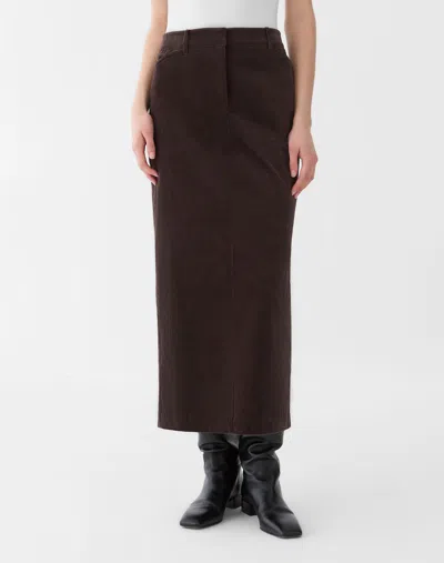 Lafayette 148 Cotton Corduroy Midi Trouser Skirt In Truffle