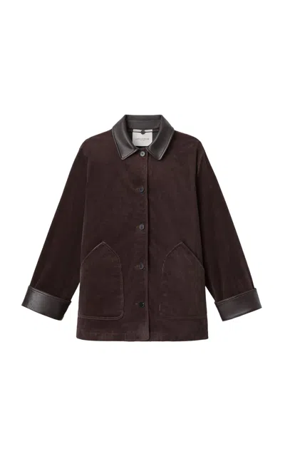 Lafayette 148 Cotton Corduroy Quilted Car Coat In Brown